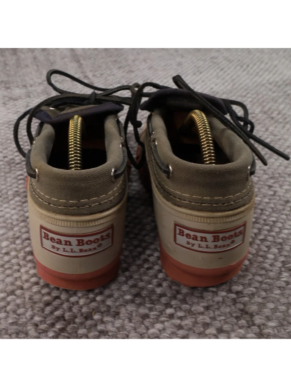 LL Bean Signature Rubber Moc Womens 8 M Olive Canvas Duck Boots Rain Shoes US 8
